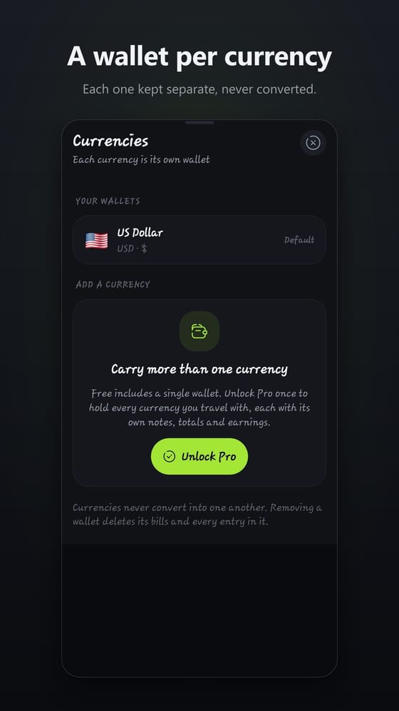 A wallet per currency